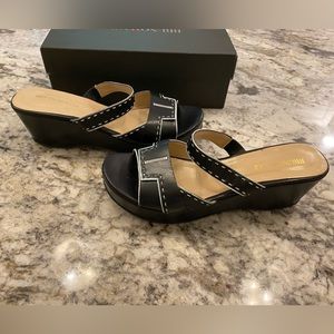 Bruno Magli black sandals Size 39 ( European sizing) excellent condition.